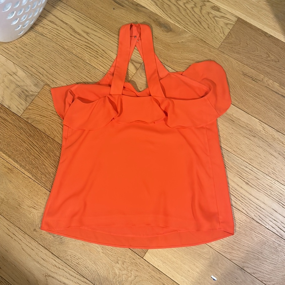 Crosby by Mollie Burch Orange Ruffle Tank Top Open Back Medium - Picture 8 of 10